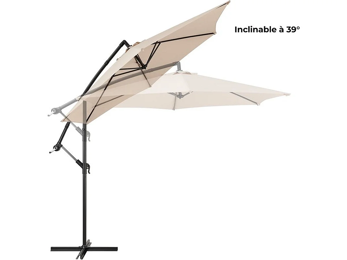 Parasol déporté AUREA Ø3 m en aluminium, toile polyester 180 g/m², crème