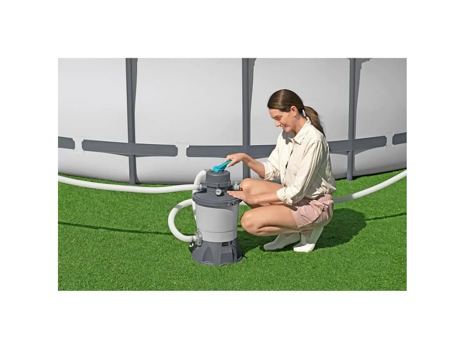 Bestway® 3 596 L/u Zandfilterpomp voor bovengrondse zwembaden tot 18 m3 - 6-standen handvat