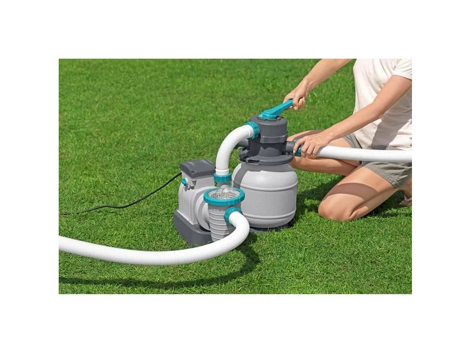 Bestway® 6.056 L/u Zandfilterpomp voor Opzetzwembaden tot 42 m3 - 6-wegklepsysteem