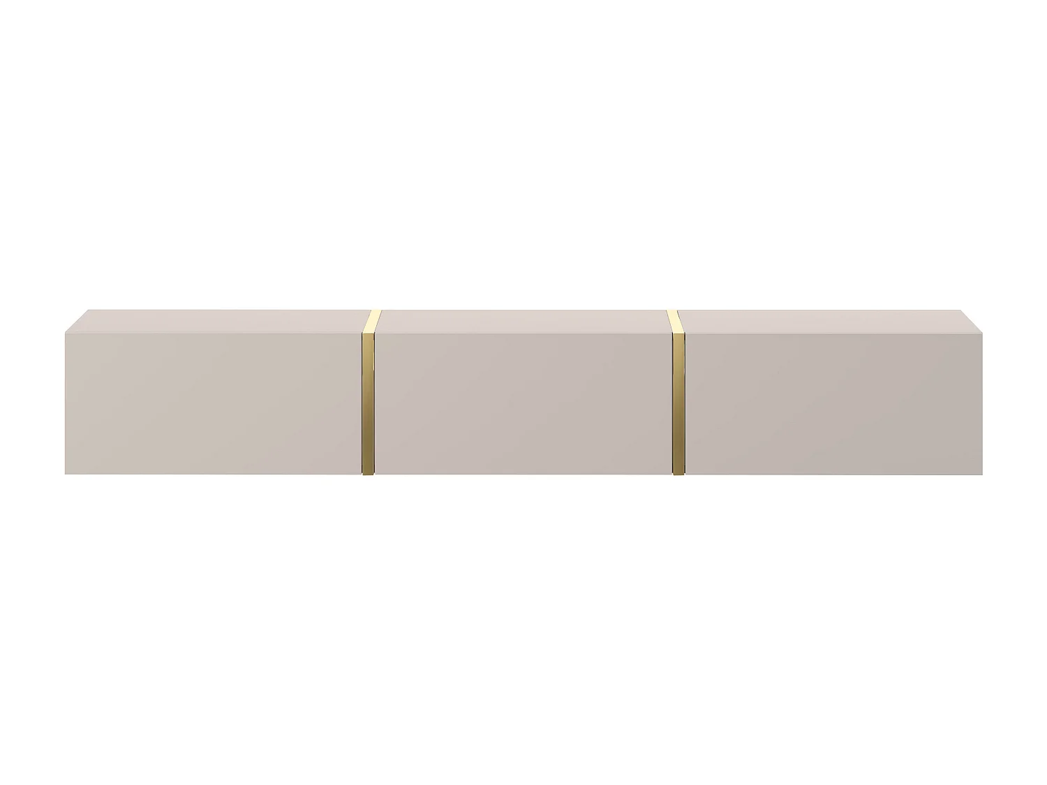 Meuble TV suspendu avec 3 portes - Beige et doré - MARZIALO