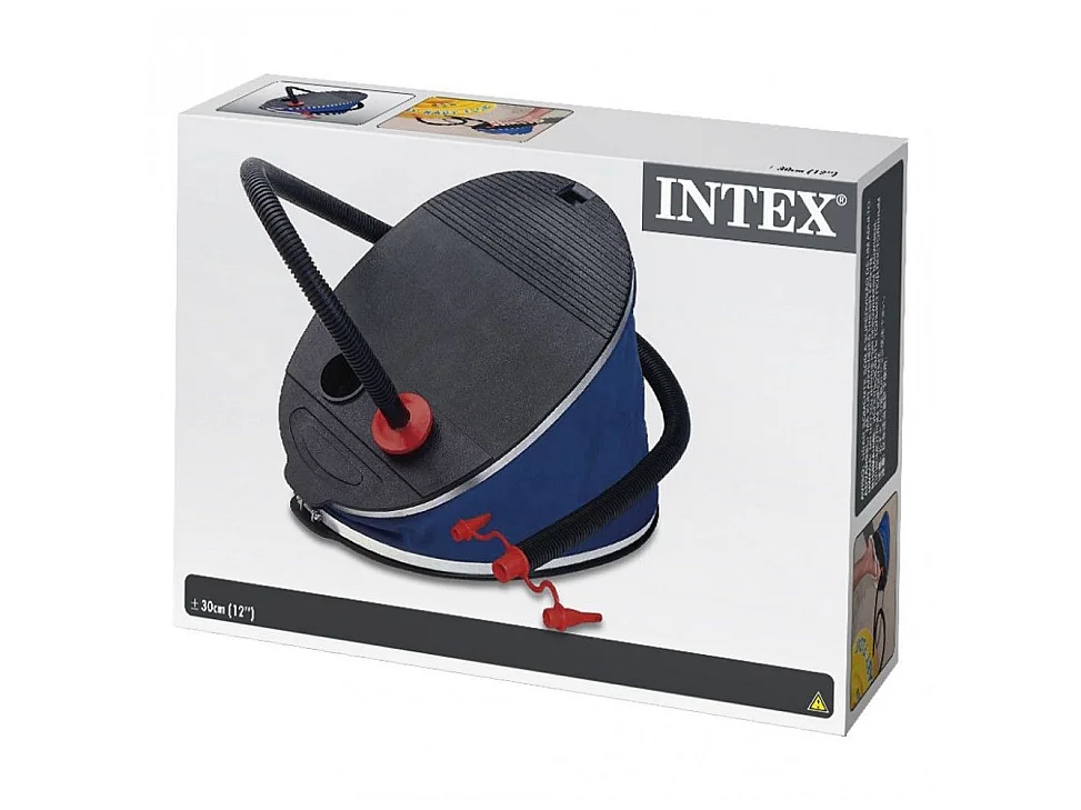 Bomba de Pie Intex "Boyante" 5L Azul Inflador Manual con Manguera Flexible y 2 Boquillas Adaptables