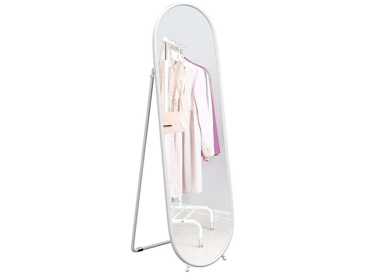 Espejo de pie Myra Homcom diseño ovalado 2 instalaciones blanco 160x40 cm