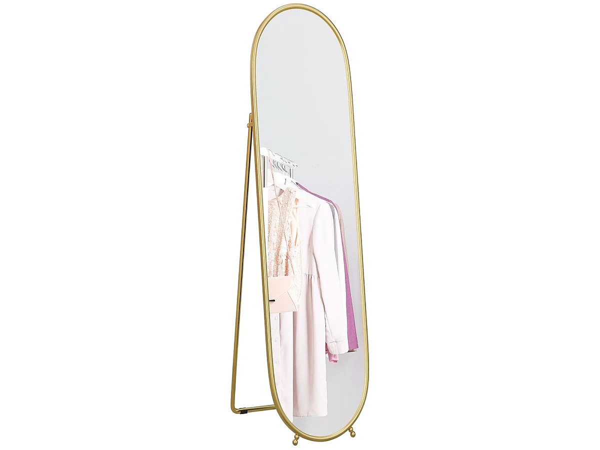 Espejo de pie Myra Homcom diseño ovalado 2 instalaciones dorado 160x40 cm
