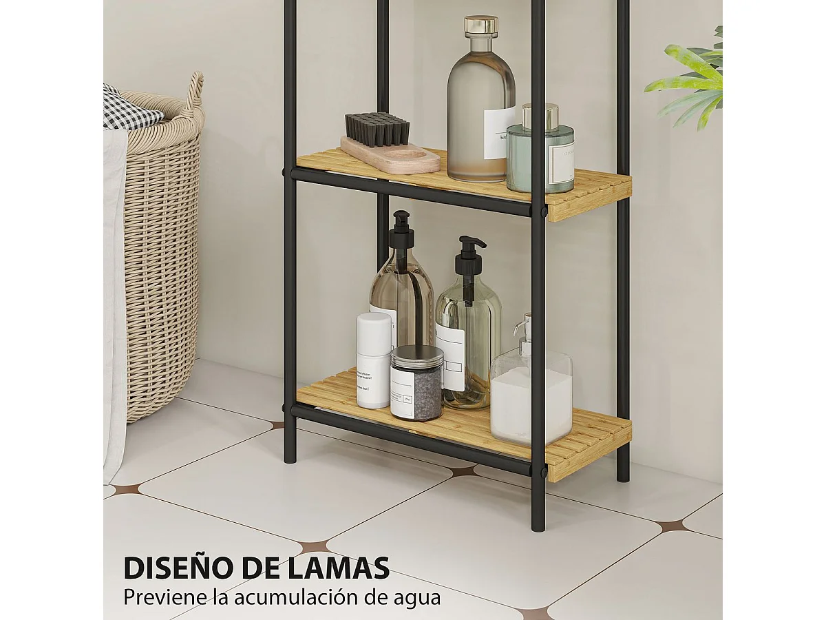 Estantería Rubio Homcom 3 estantes negro/natural 77,5x41,5x21,5 cm