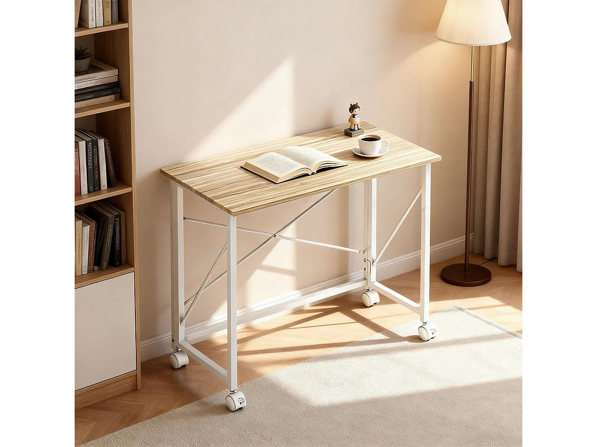 Escritorio Olvian Homcom con ruedas y diseño plegable natural 75x80x40 cm