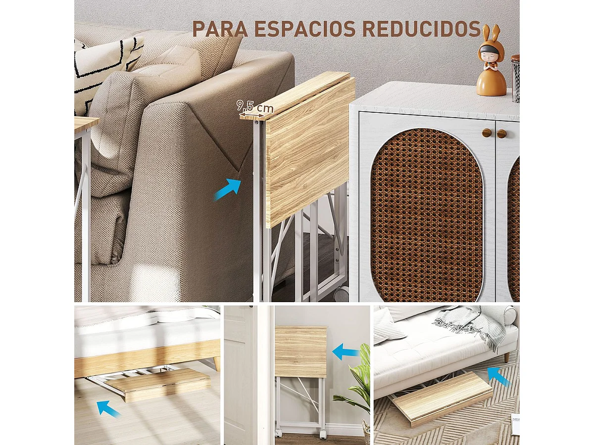Escritorio Olvian Homcom con ruedas y diseño plegable natural 75x80x40 cm
