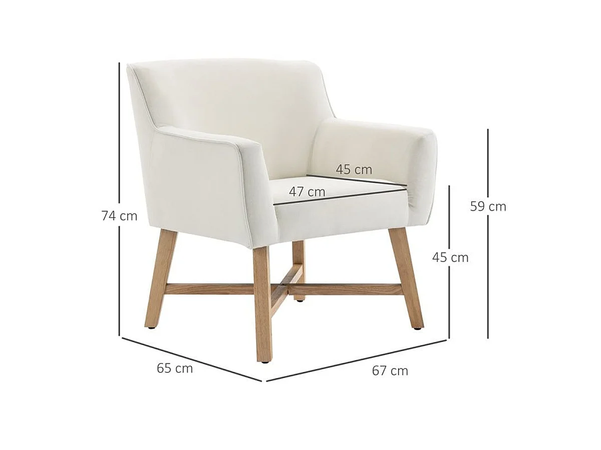Butaca Homcom reposabrazos ajustados blanco 74x67x65 cm