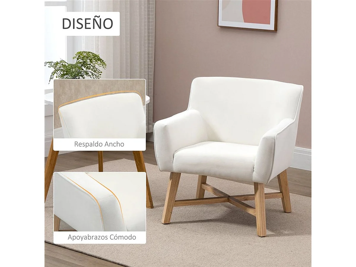 Butaca Homcom reposabrazos ajustados blanco 74x67x65 cm