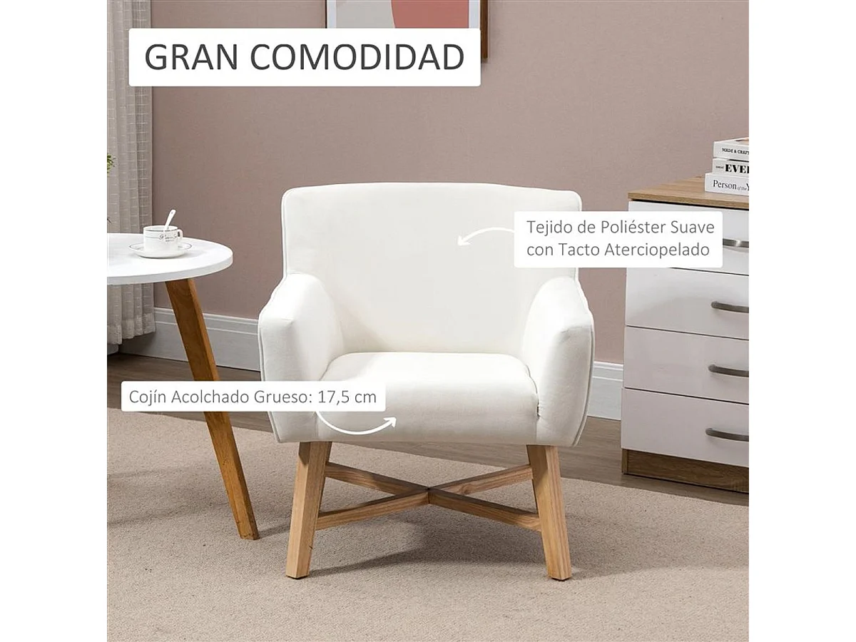 Butaca Homcom reposabrazos ajustados blanco 74x67x65 cm
