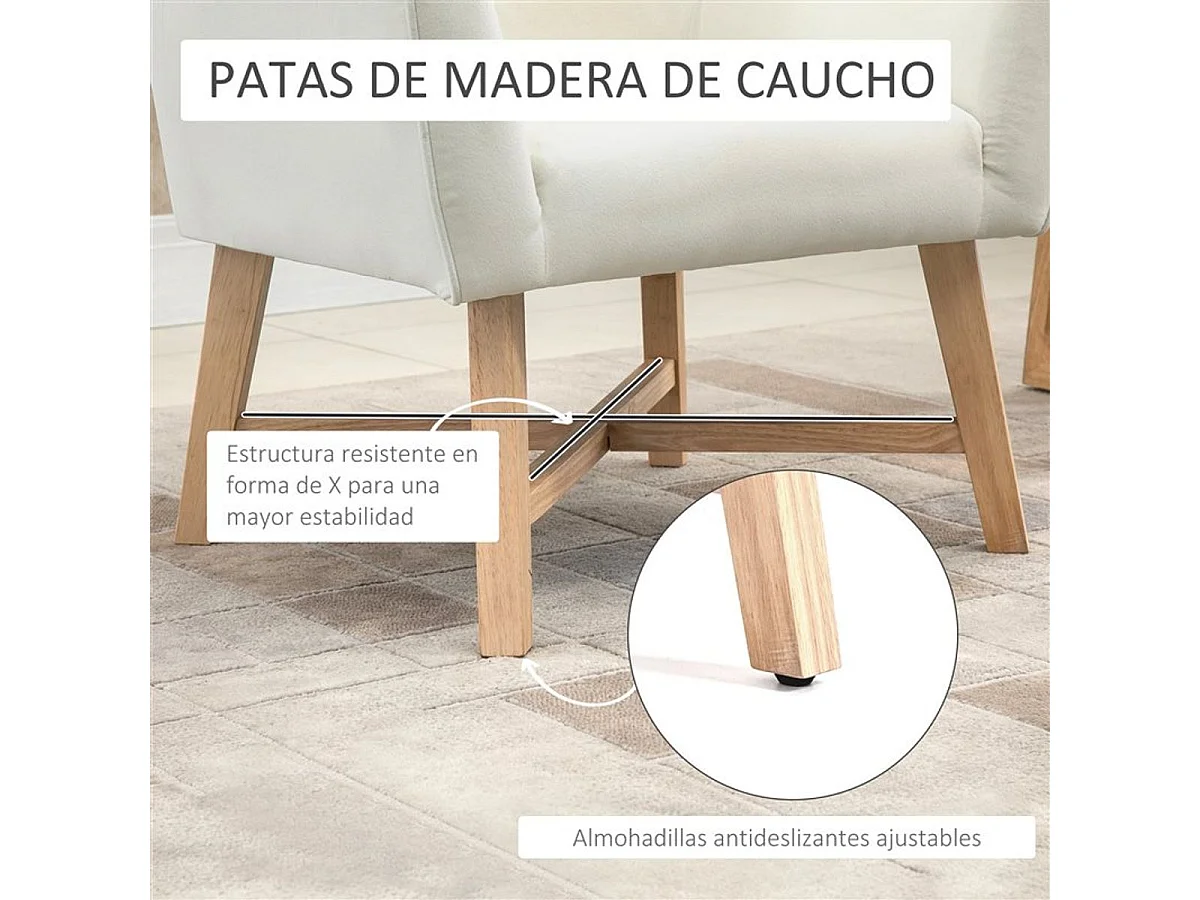 Butaca Homcom reposabrazos ajustados blanco 74x67x65 cm