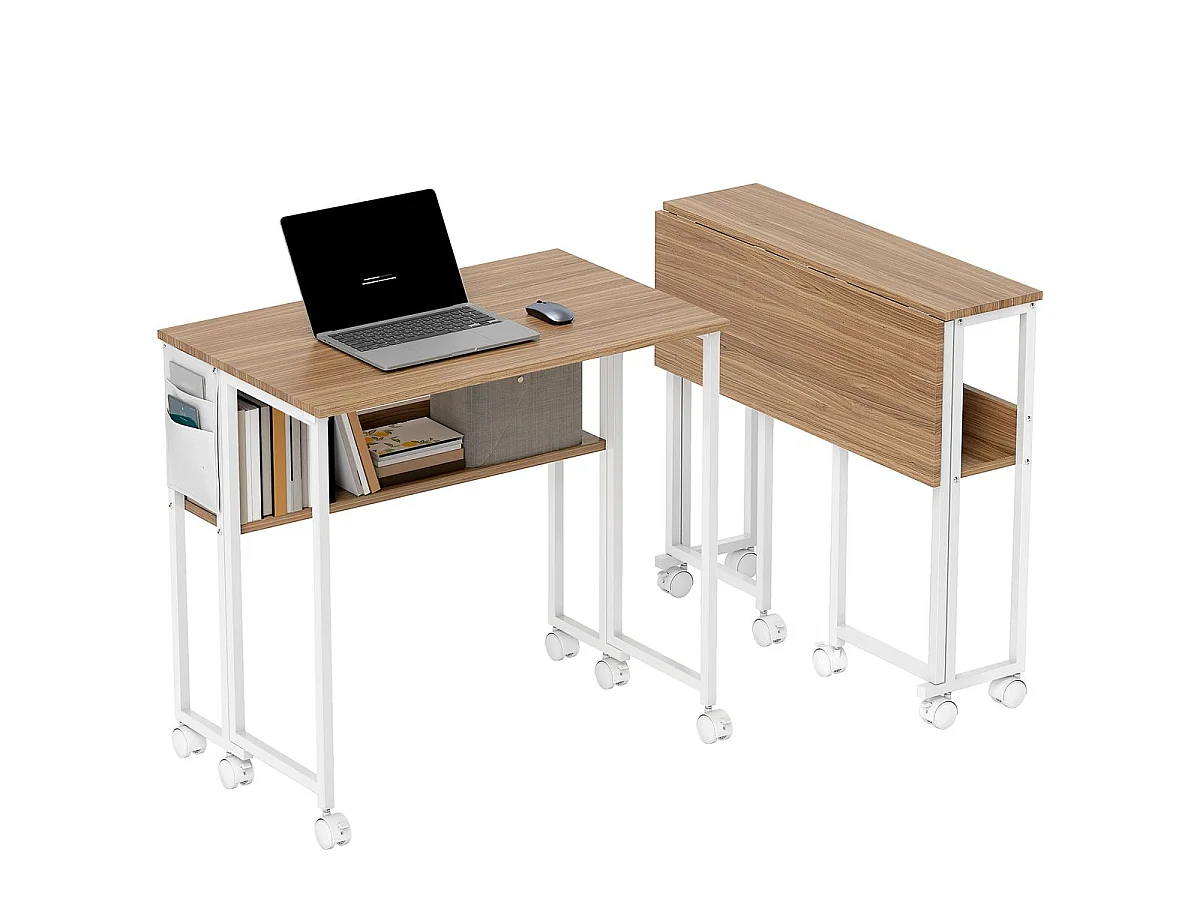 Escritorio Mira Homcom diseño plegable con ruedas natural 75x80x50 cm