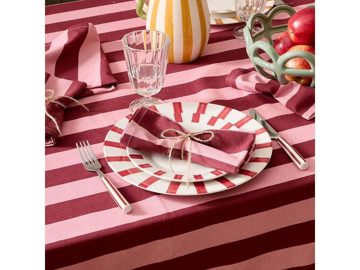 Lot de 4 Serviettes de Table "Chéri" 40x40cm Rouge