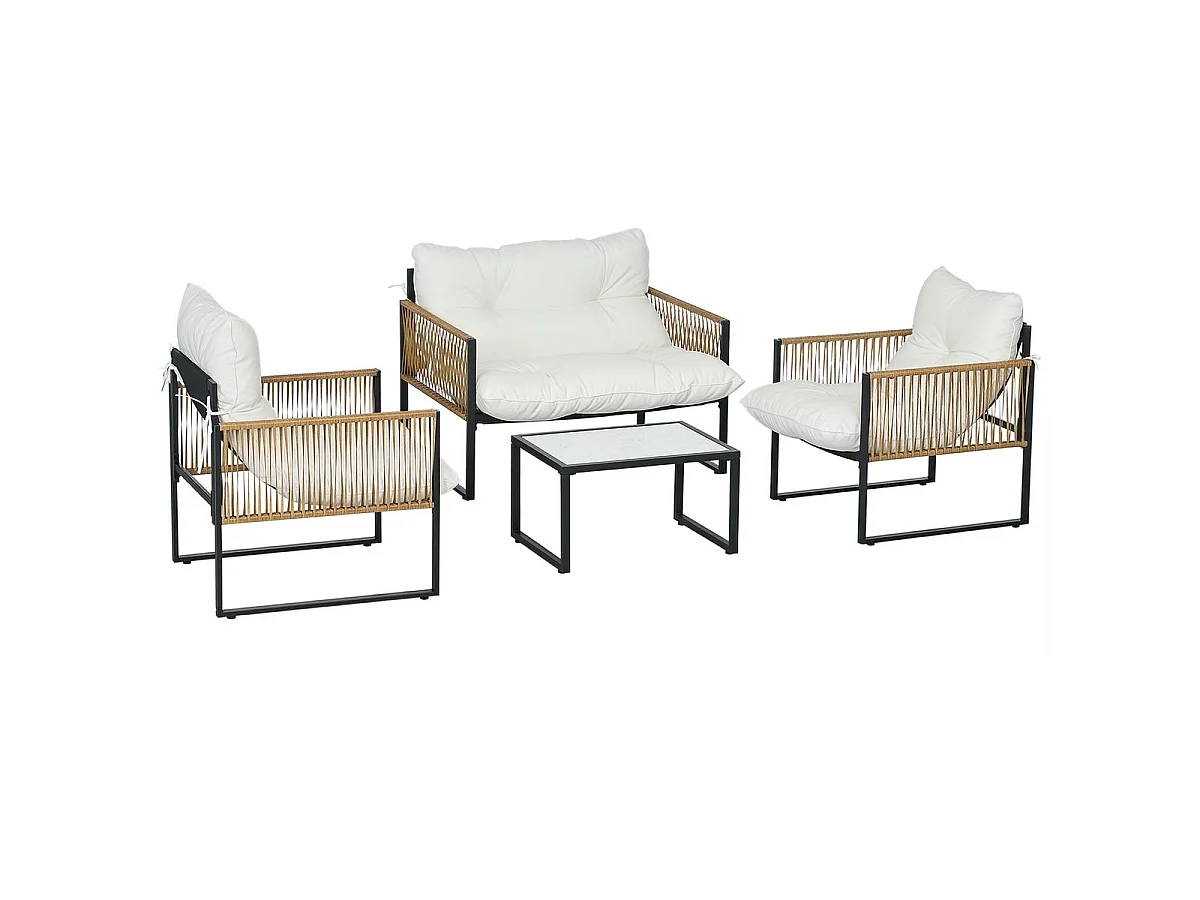 Conjunto de jardín Lidia Outsunny sofá con 2 sillones y mesa