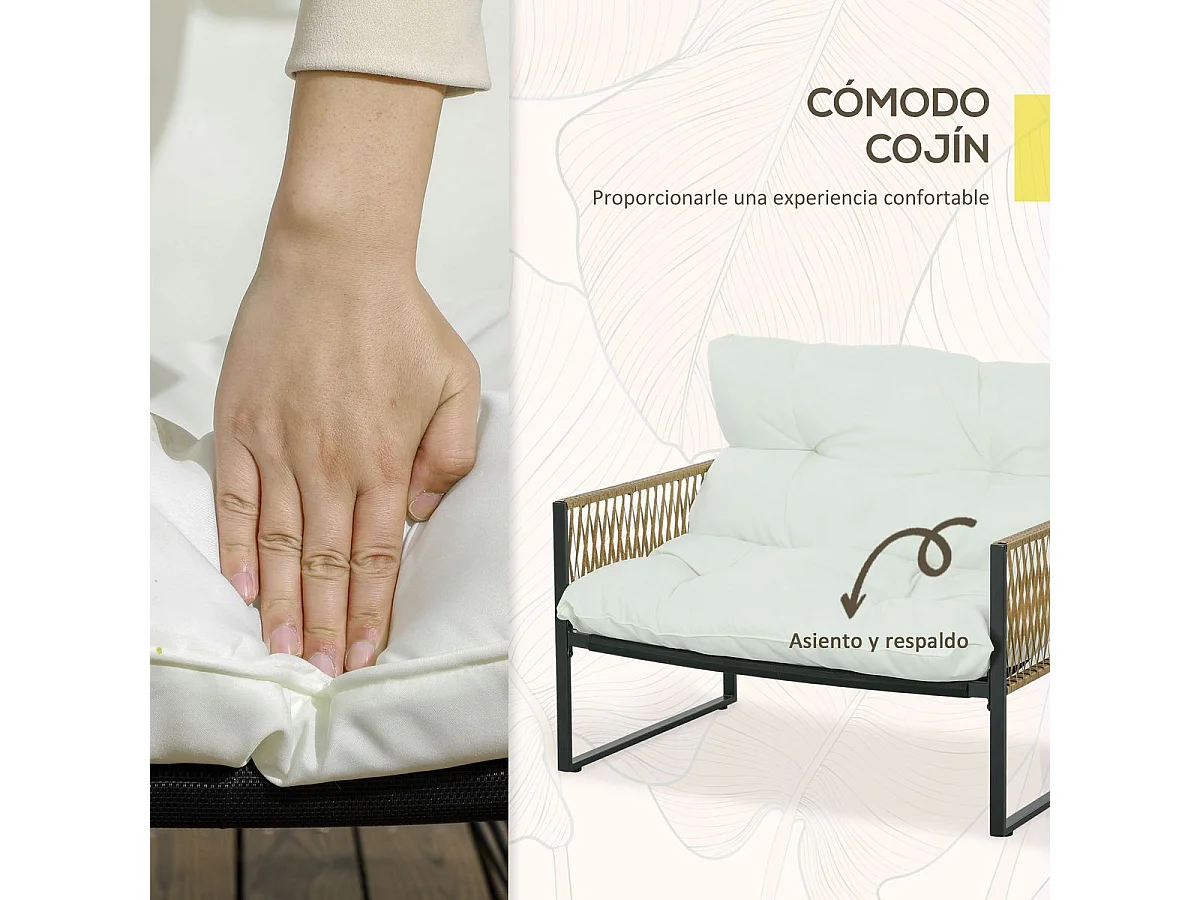 Conjunto de jardín Lidia Outsunny sofá con 2 sillones y mesa