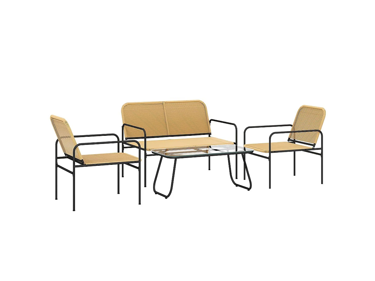 Conjunto de jardín Azalea Outsunny sofá con 2 sillas y mesa natural/negro
