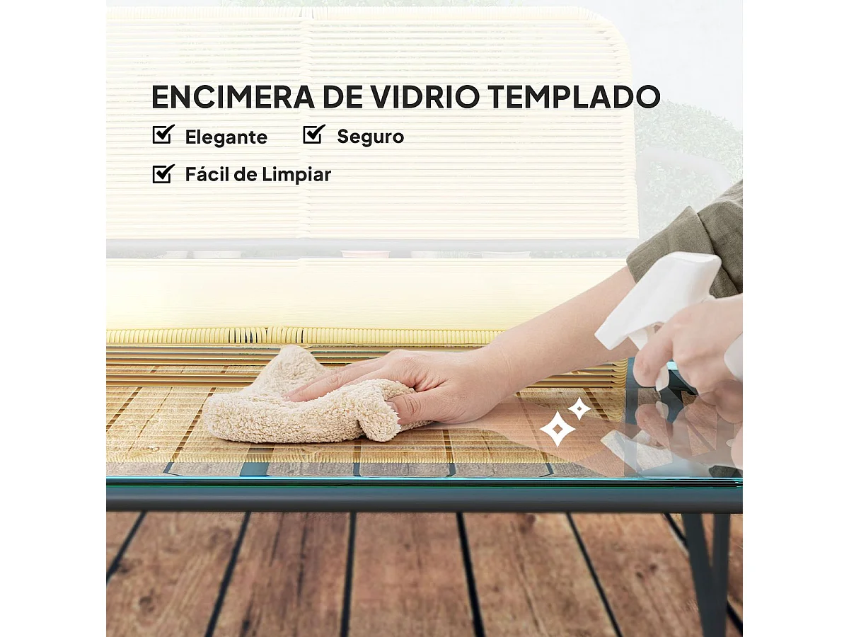 Conjunto de jardín Azalea Outsunny sofá con 2 sillas y mesa natural/negro