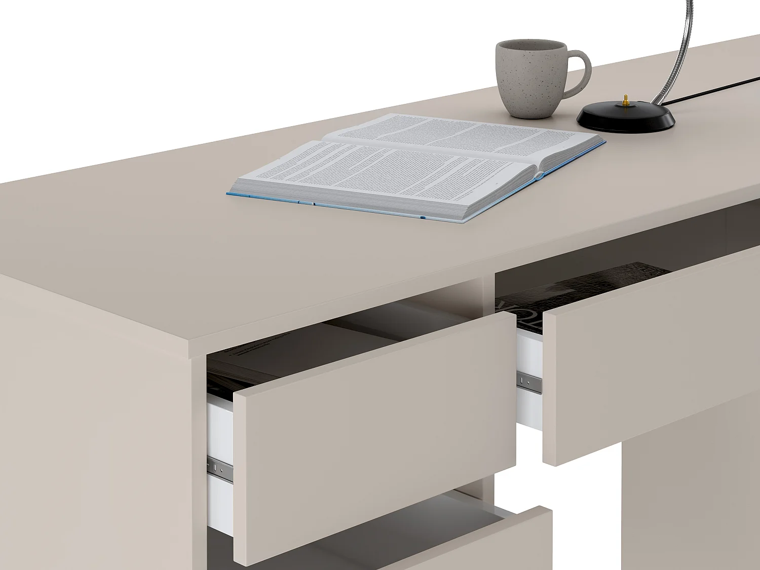 Bureau avec 9 tiroirs - Beige - JENEMI