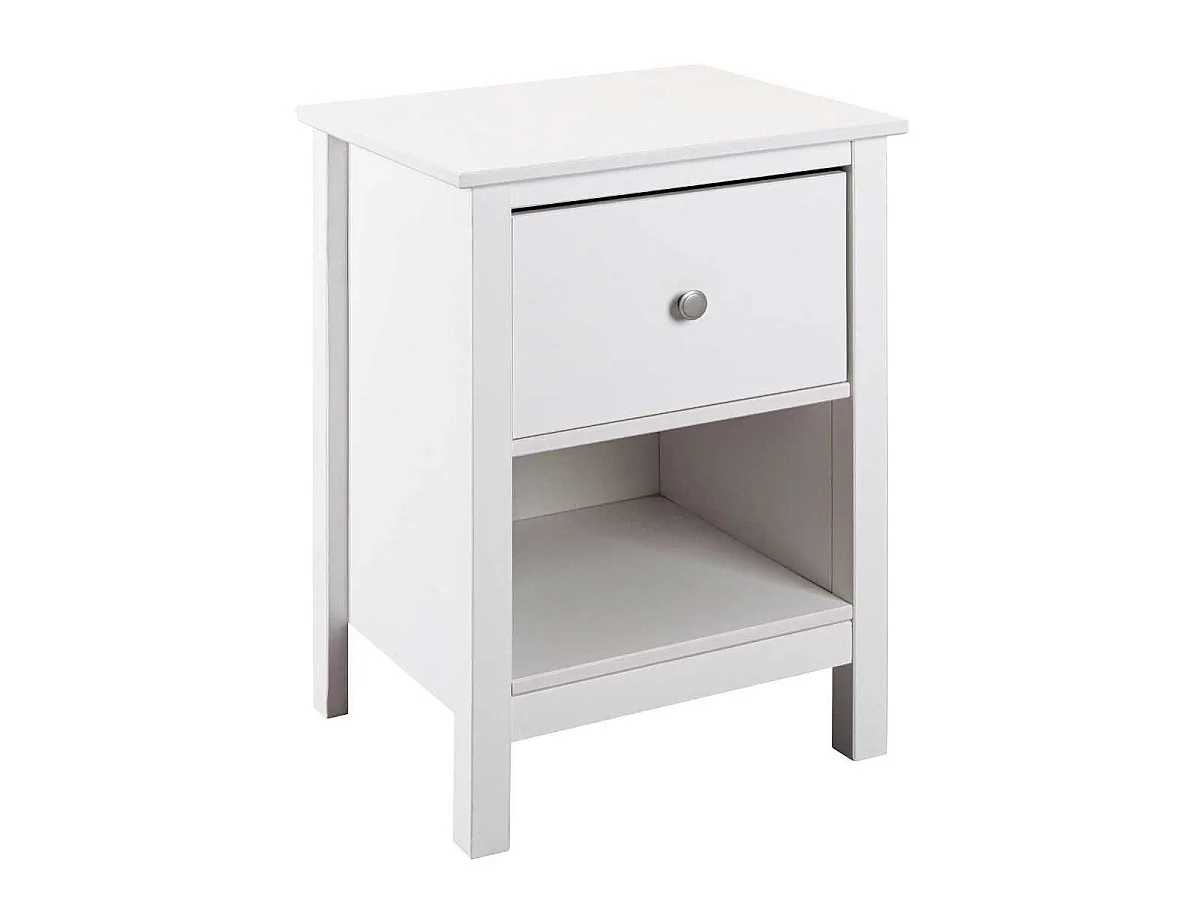 Chevet 1 tiroir en pin massif vernis blanc - DORIE