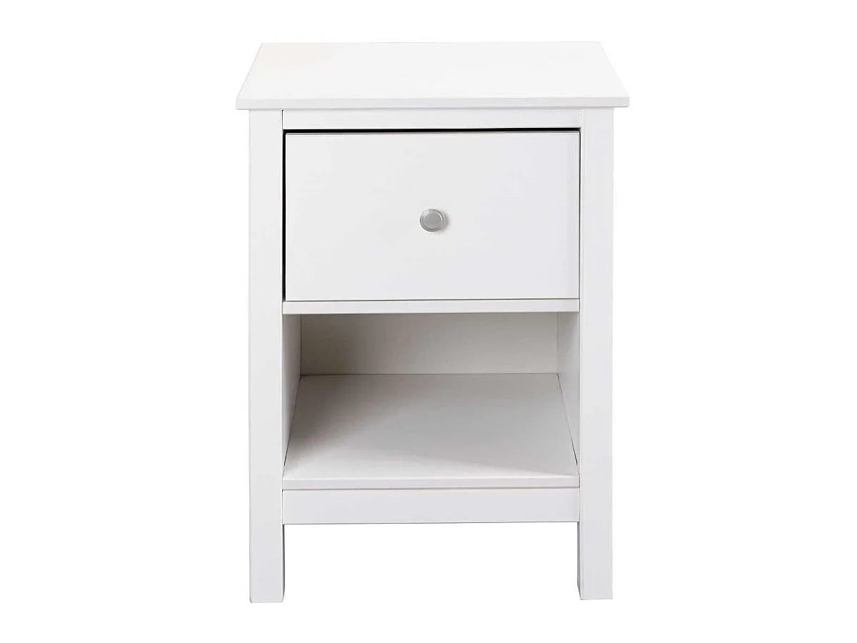 Chevet 1 tiroir en pin massif vernis blanc - DORIE