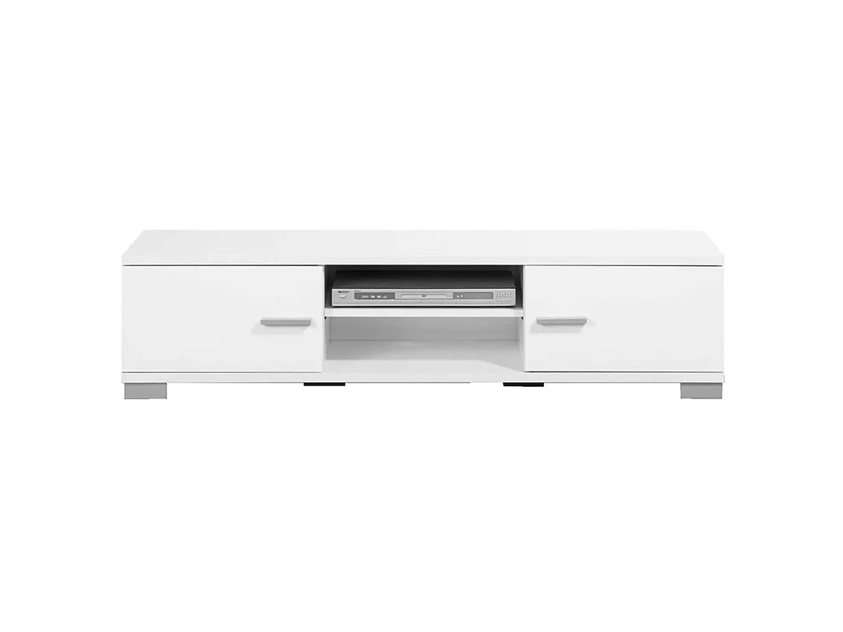 Meuble TV 2 portes 140cm 2 niches laqué blanc - PALLADIO