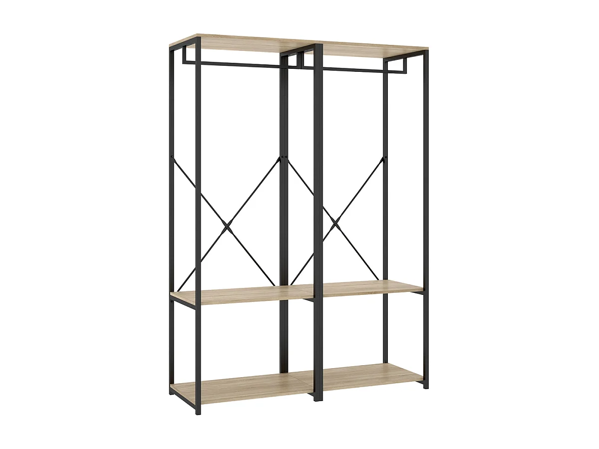 Armario vestidor con 1 estante trok y natural y negro y madera para dormitorio armario de almacenaje gran capacidad  - Homekit