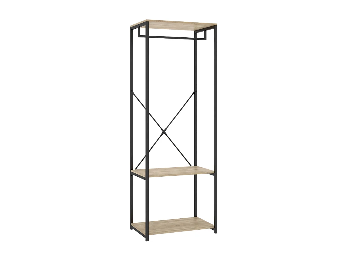 Armario vestidor barra metalica trok y natural y negro y madera para dormitorio armario de almacenaje gran capacidad  - Homekit