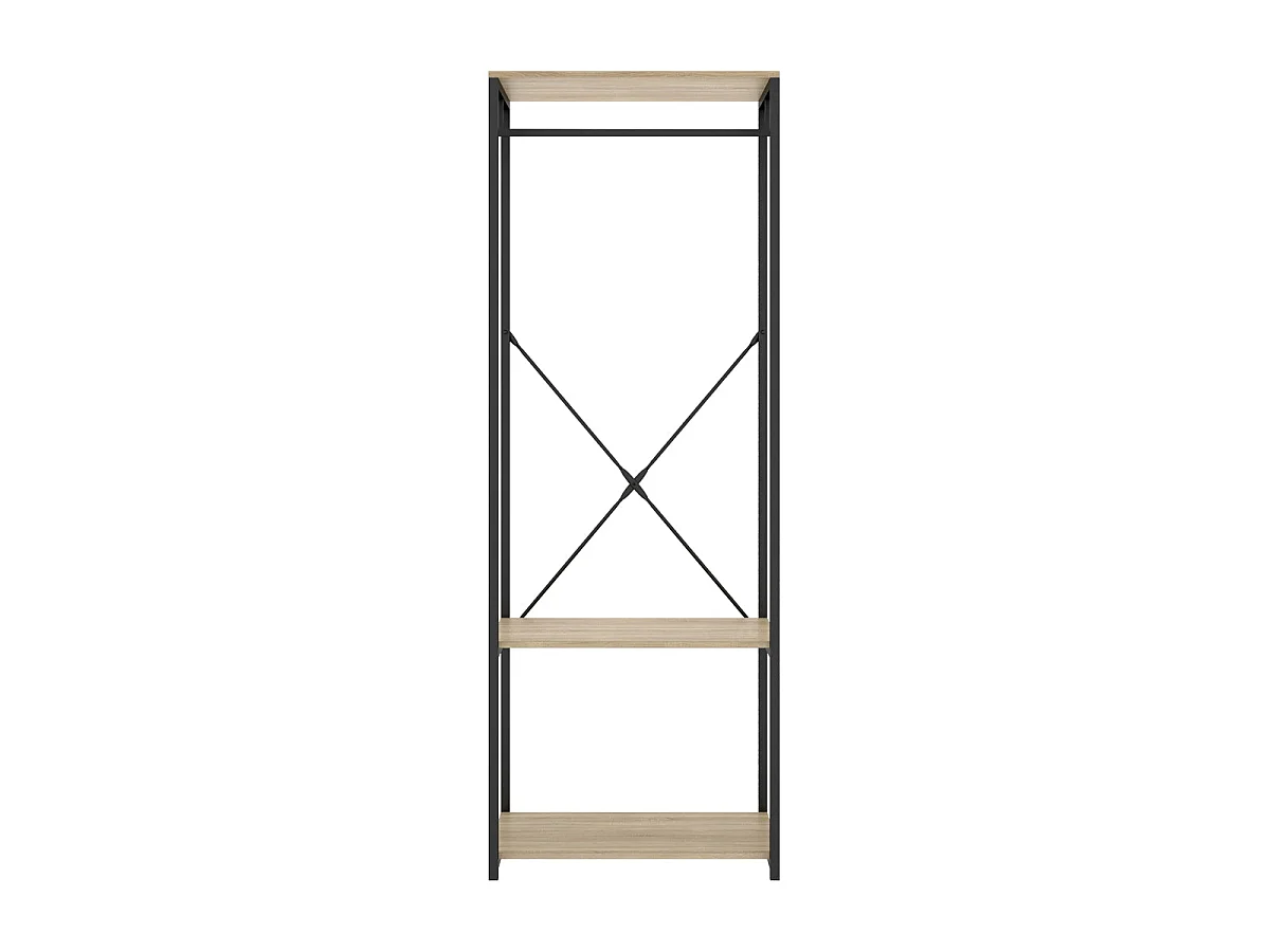 Armario vestidor barra metalica trok y natural y negro y madera para dormitorio armario de almacenaje gran capacidad  - Homekit