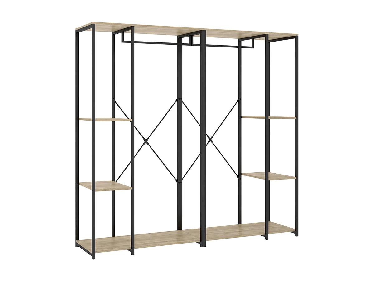 Armario vestidor 6 estantes trok y natural y negro y madera para dormitorio armario de almacenaje gran capacidad  - Homekit