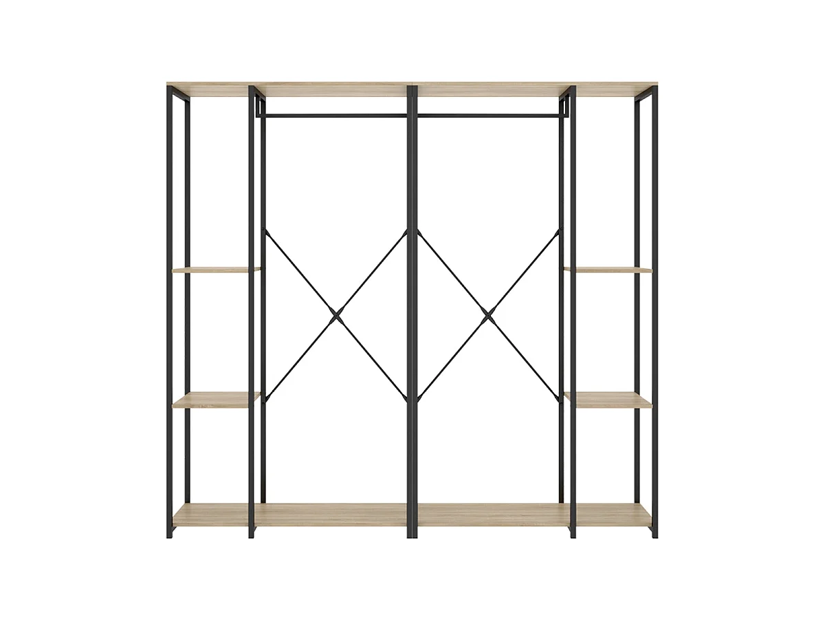 Armario vestidor 6 estantes trok y natural y negro y madera para dormitorio armario de almacenaje gran capacidad  - Homekit