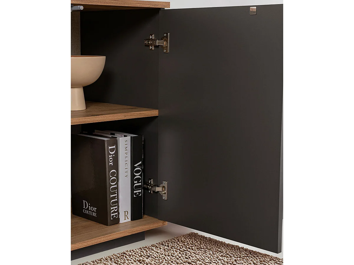 Aparador Melanie Grafito / Madera Natural Mueble de Salón Moderno  - Homekit