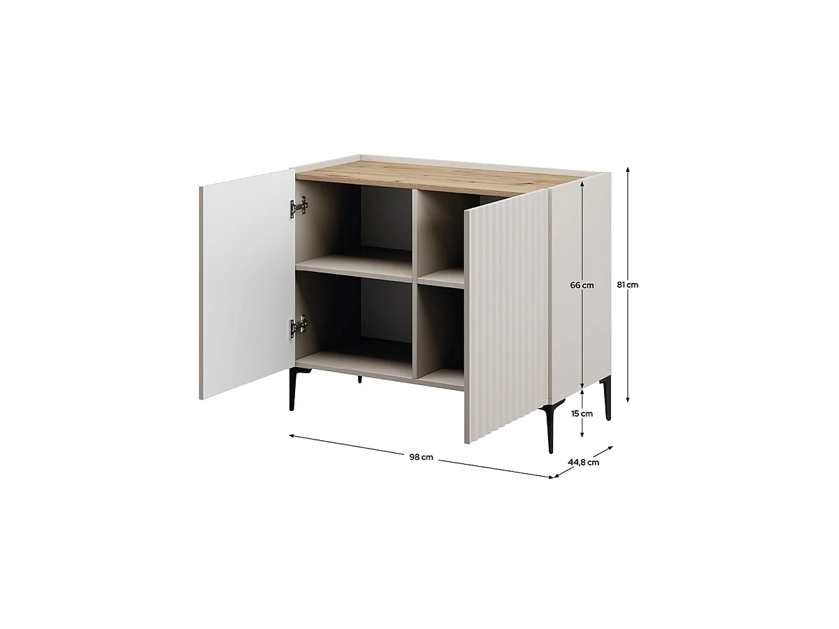 Aparador Nora de 2 puertas Beige / Madera Natural Mueble de Salón Estilo Nórdico Almacenaje  - Homekit