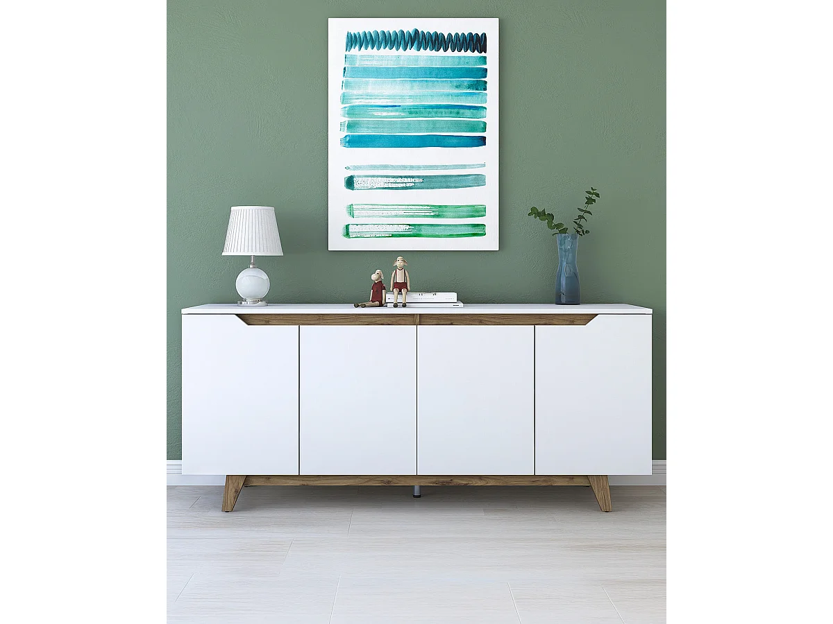 Aparador sharon y oscura blanco y madera para salón moderno mueble auxiliar de almacenaje  - Homekit