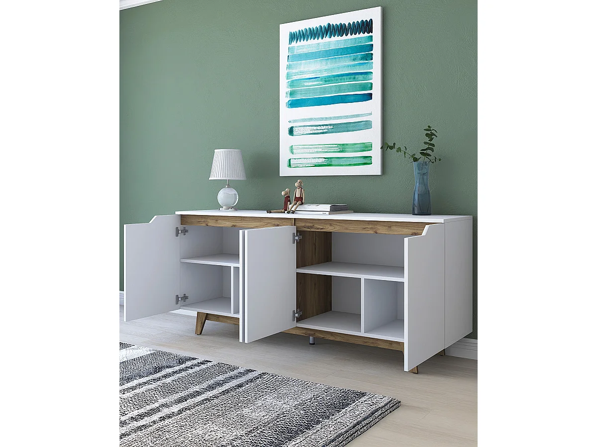 Aparador sharon y oscura blanco y madera para salón moderno mueble auxiliar de almacenaje  - Homekit