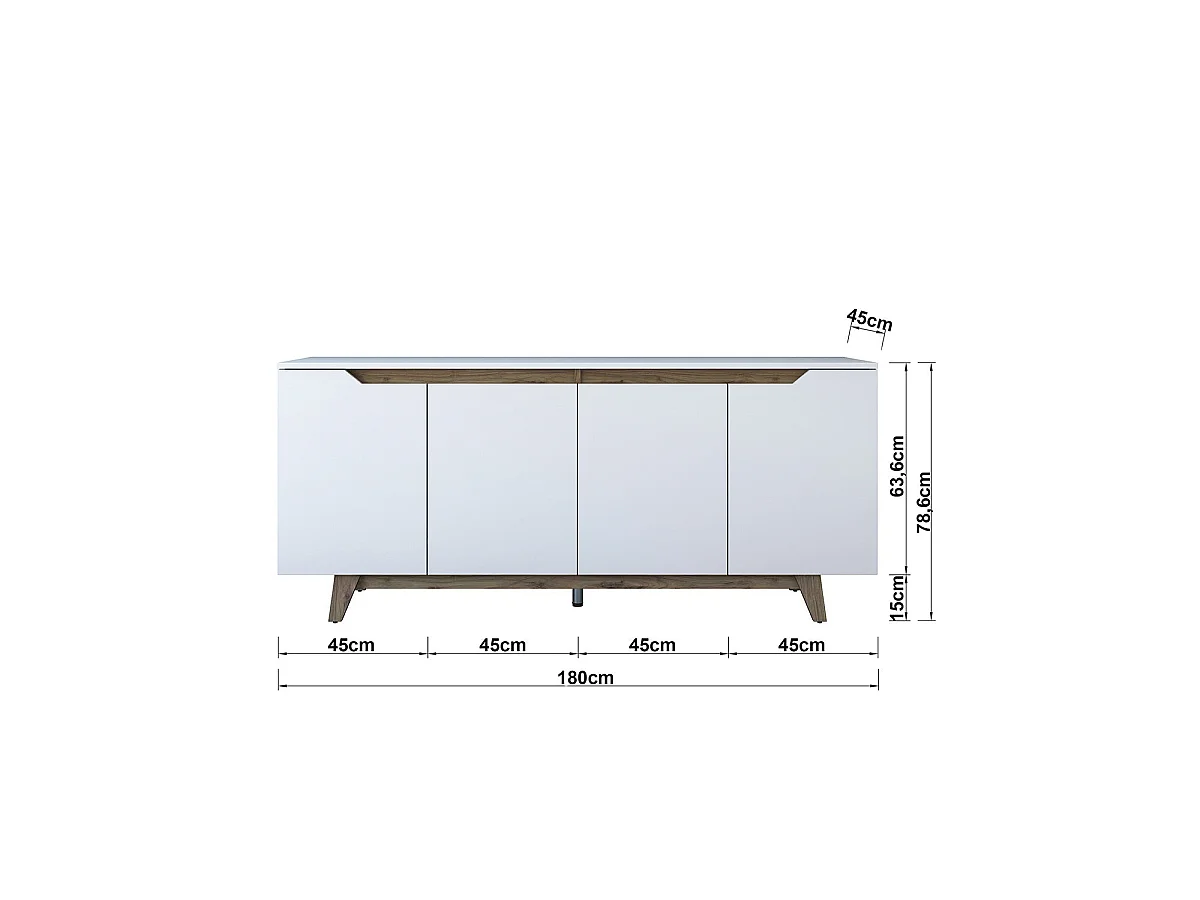 Aparador sharon y oscura blanco y madera para salón moderno mueble auxiliar de almacenaje  - Homekit