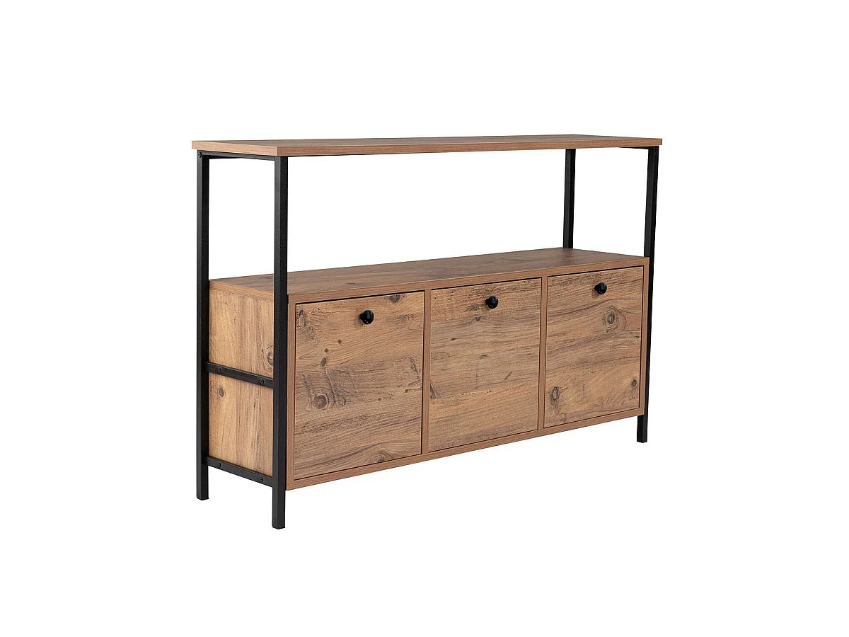 Aparador/consola lorrie oscura y negro y madera para salón moderno mueble auxiliar de almacenaje  - Homekit