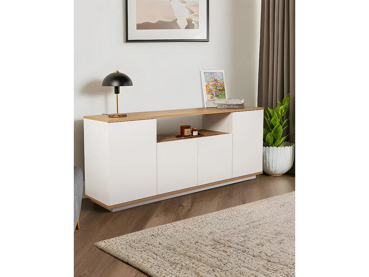 Aparador Melanie Blanco / Madera Natural Mueble de Salón Estilo Nórdico  - Homekit