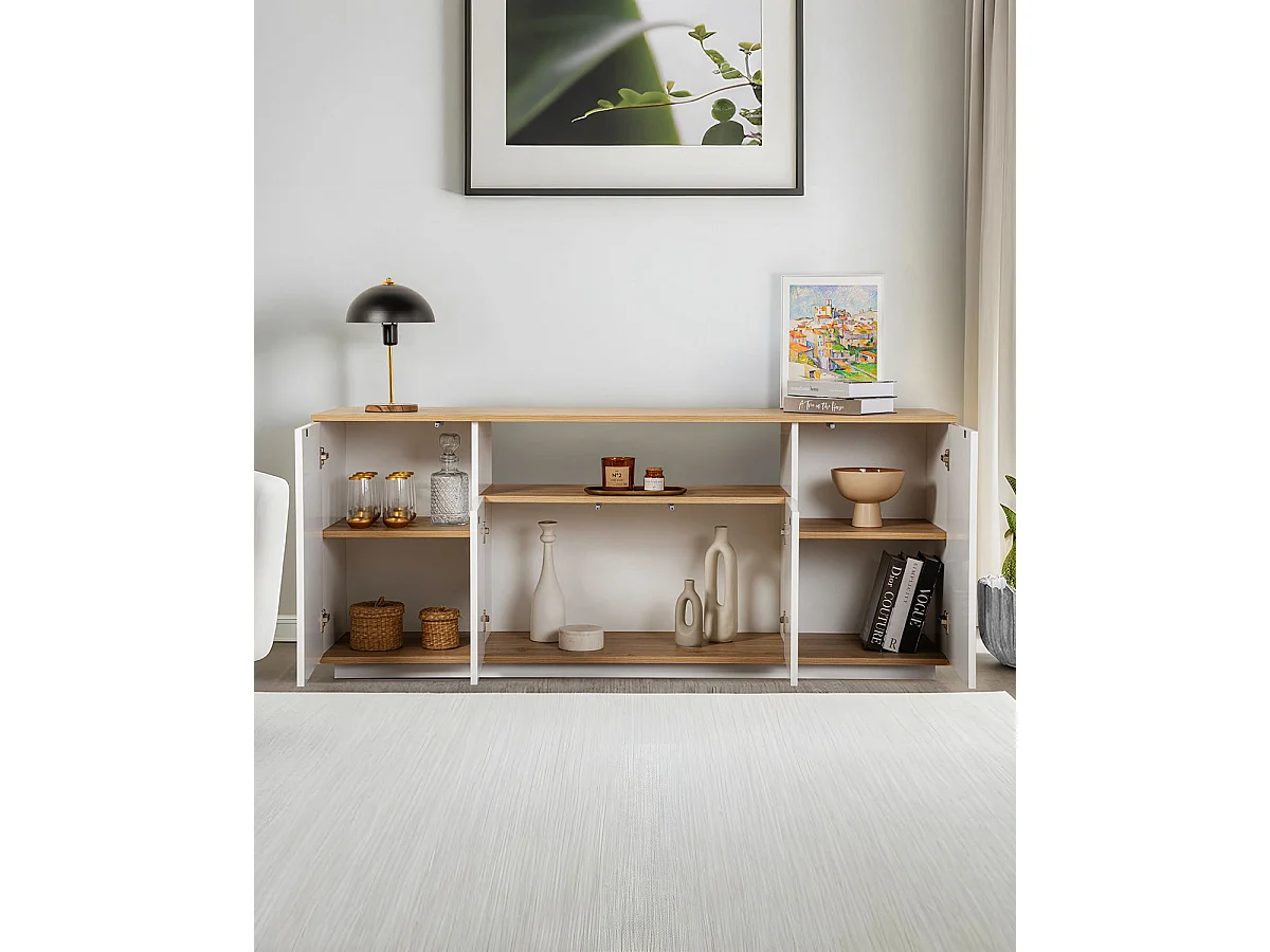Aparador Melanie Blanco / Madera Natural Mueble de Salón Estilo Nórdico  - Homekit