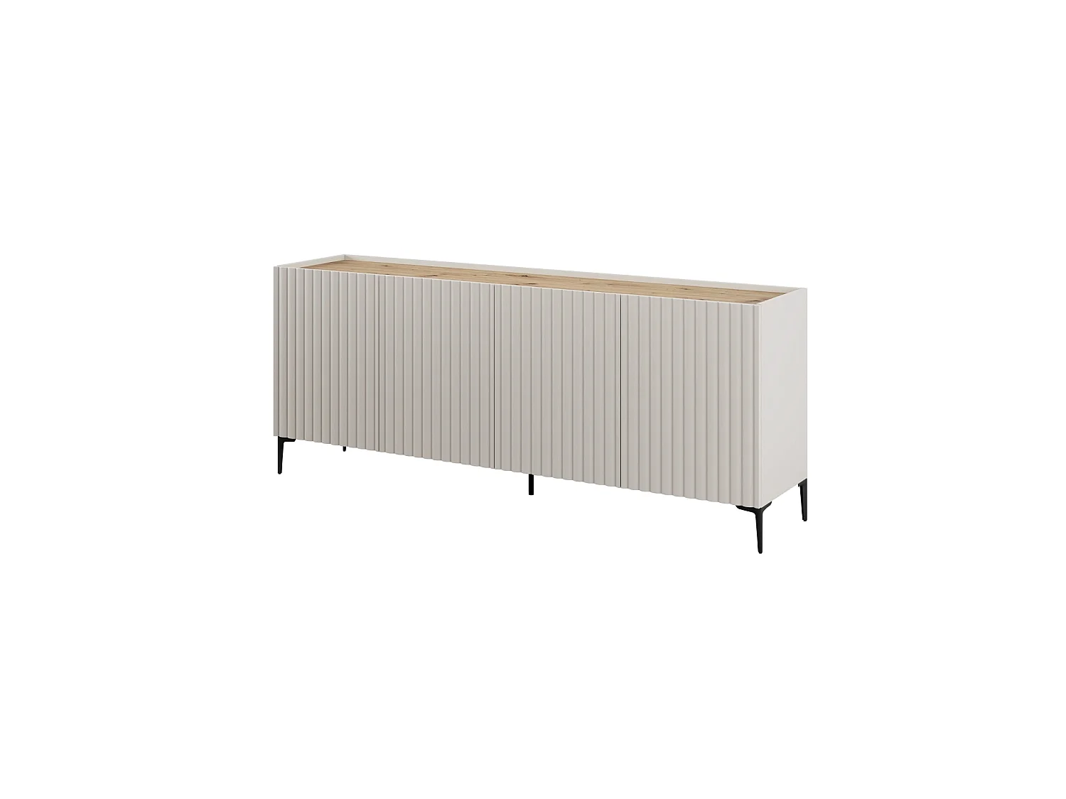 Aparador Nora de 4 puertas Beige / Madera Natural Mueble Buffet de Salón Gran Capacidad  - Homekit