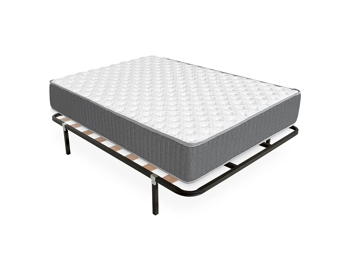 Pack somier lama ancha con Colchón viscoelástico con muelles Aurea 135 x 190 cm | Altura 27cm | Firmeza media alta | Tejido Transpirable y Antiacaros