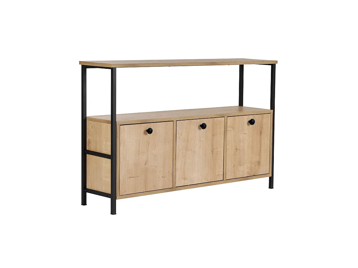 Aparador/consola lorrie y natural y negro y madera para salón moderno mueble auxiliar de almacenaje  - Homekit