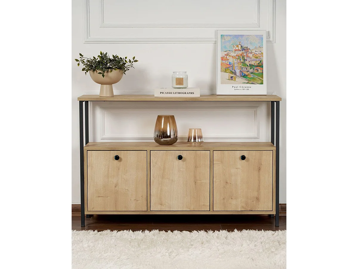 Aparador/consola lorrie y natural y negro y madera para salón moderno mueble auxiliar de almacenaje  - Homekit