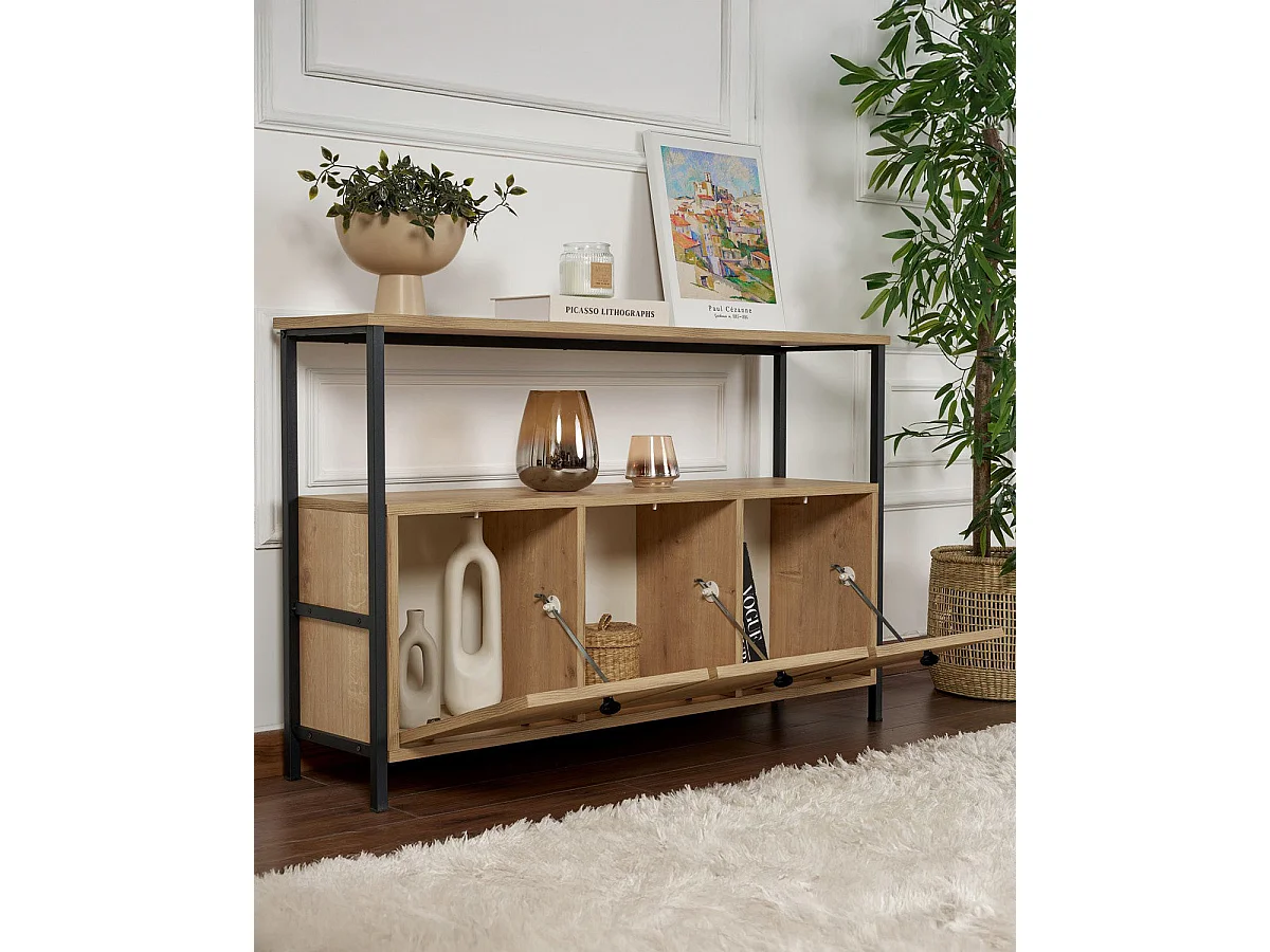 Aparador/consola lorrie y natural y negro y madera para salón moderno mueble auxiliar de almacenaje  - Homekit