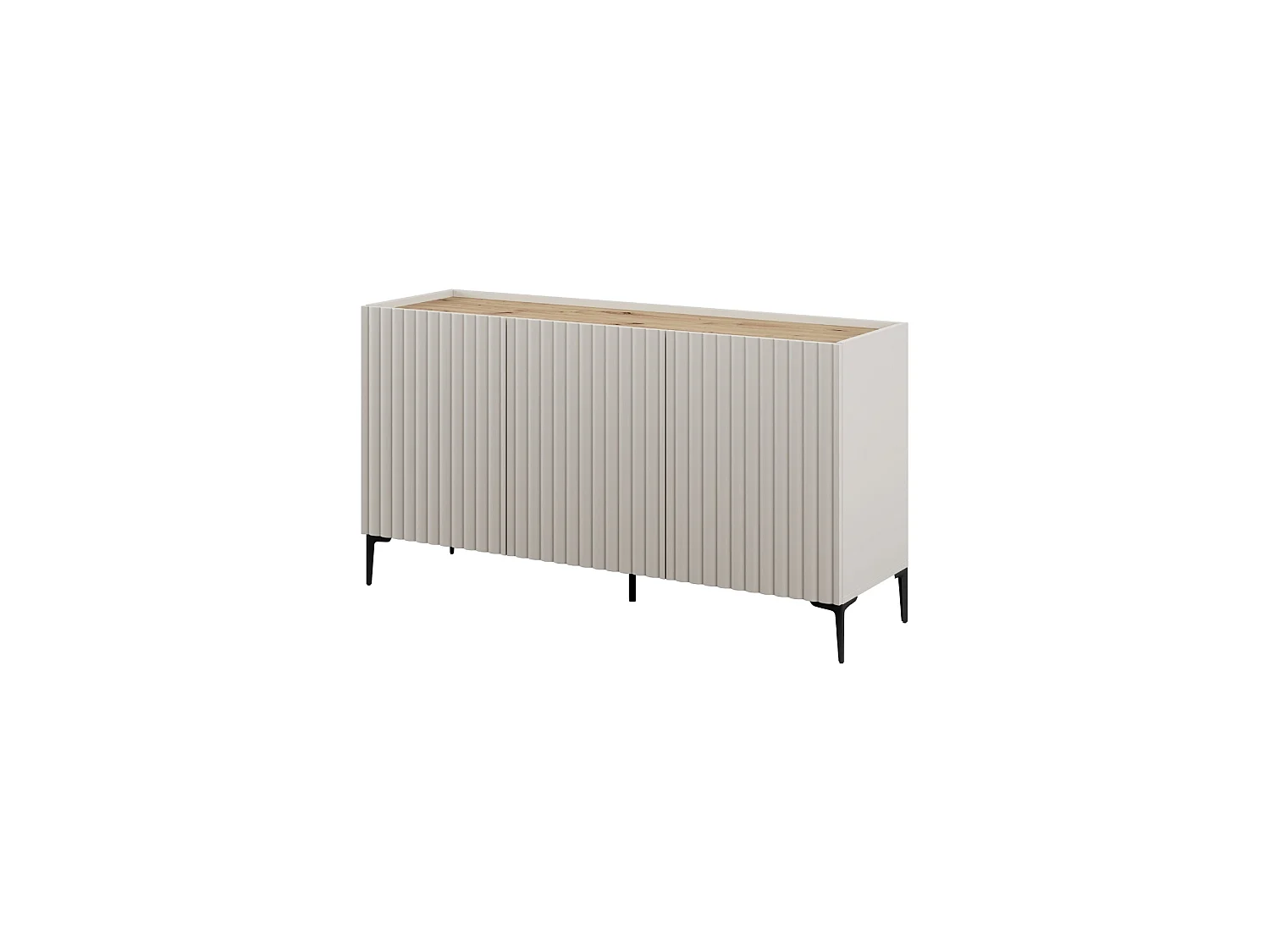 Aparador Nora de 3 puertas Beige / Madera Natural Mueble de Salón Estilo Nórdico Almacenaje  - Homekit