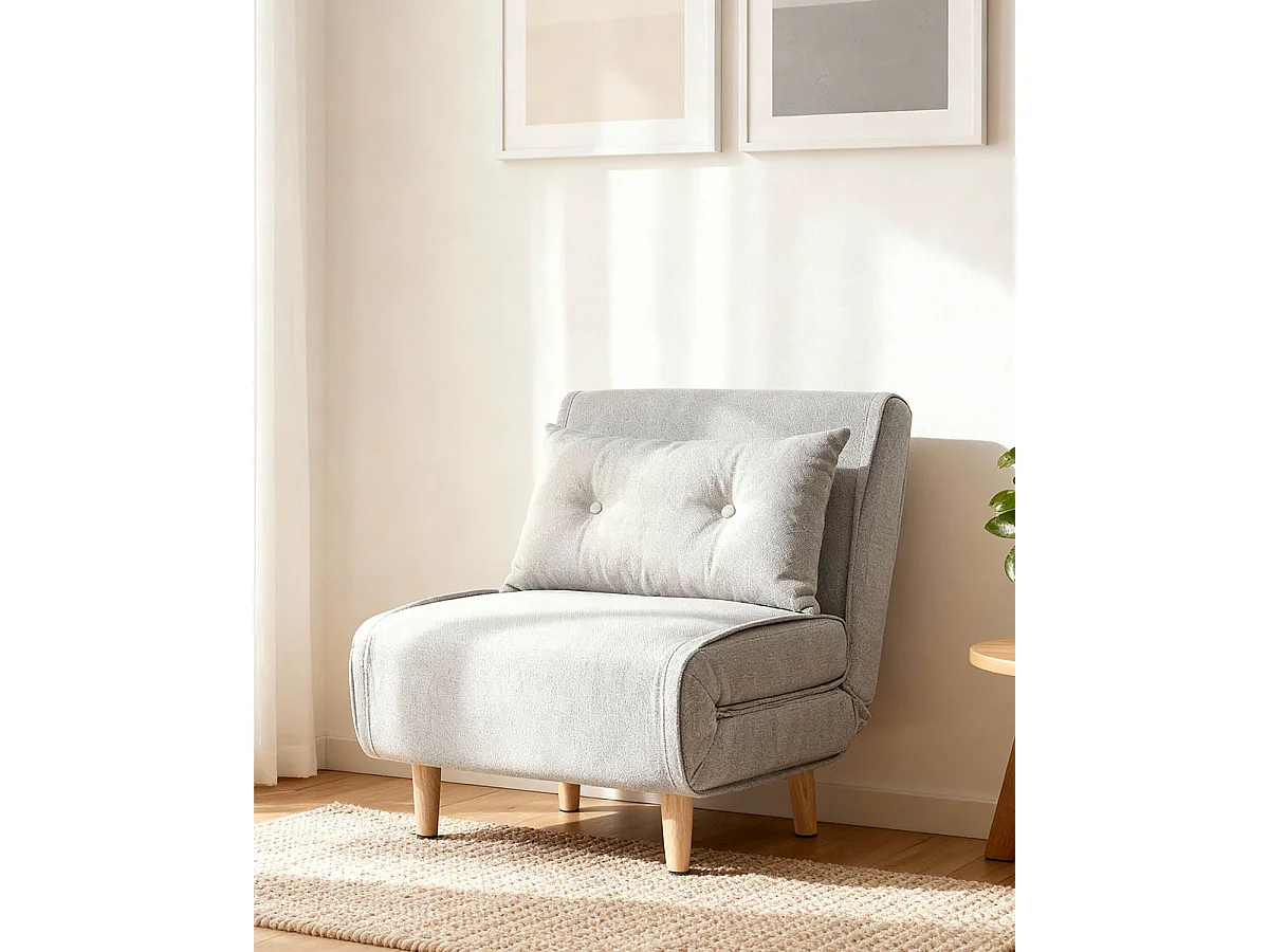 Sofá cama individual Aline gris claro para hogar moderno - Homekit
