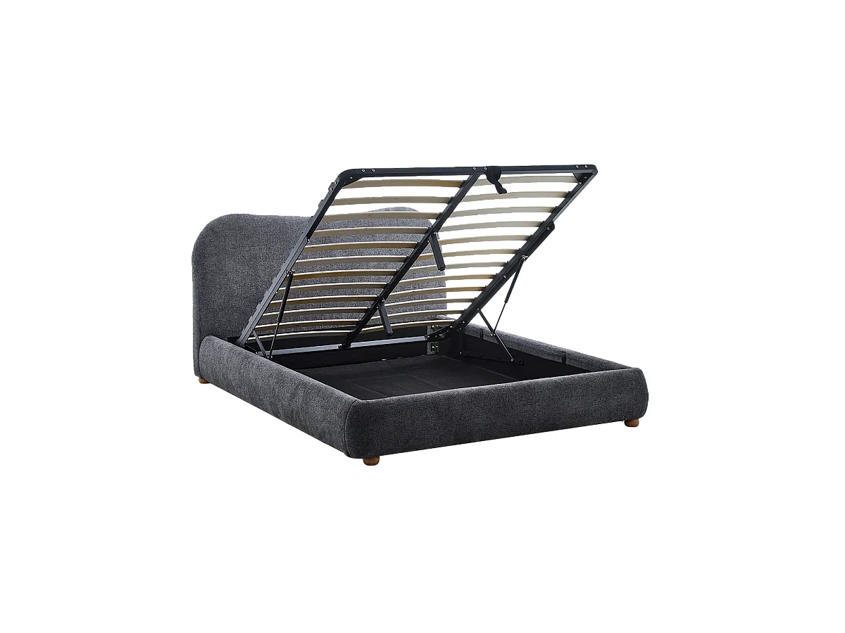 Canapé matrimonio tapizado con cabecero Greta - Color Gris oscuro - Homekit