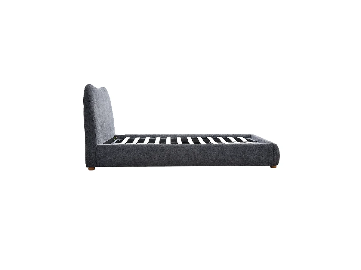 Canapé matrimonio tapizado con cabecero Greta - Color Gris oscuro - Homekit