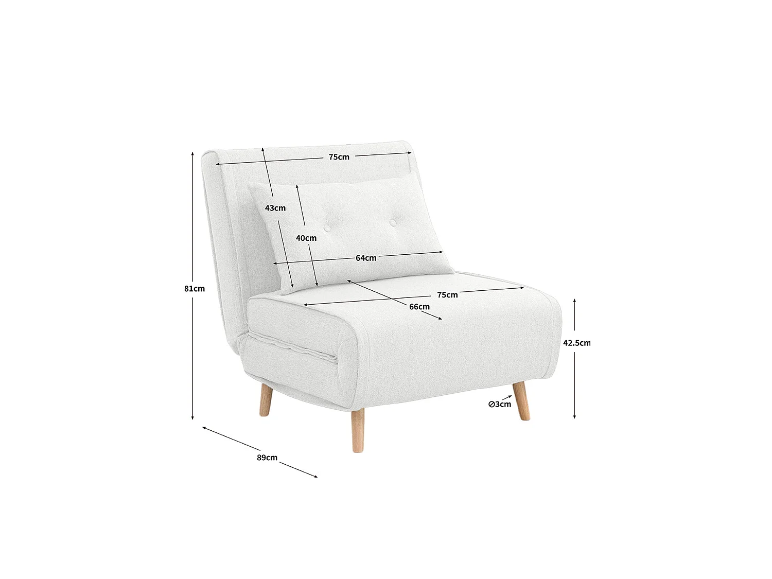 Sofá cama individual Aline Gris oscuro para hogar moderno - Homekit