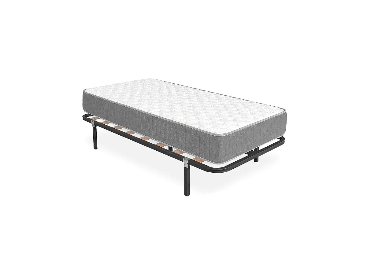 Pack somier lama ancha con Colchón viscoelástico con muelles Aurea 90 x 190 cm | Altura 27cm | Firmeza media alta | Tejido Transpirable y Antiacaros