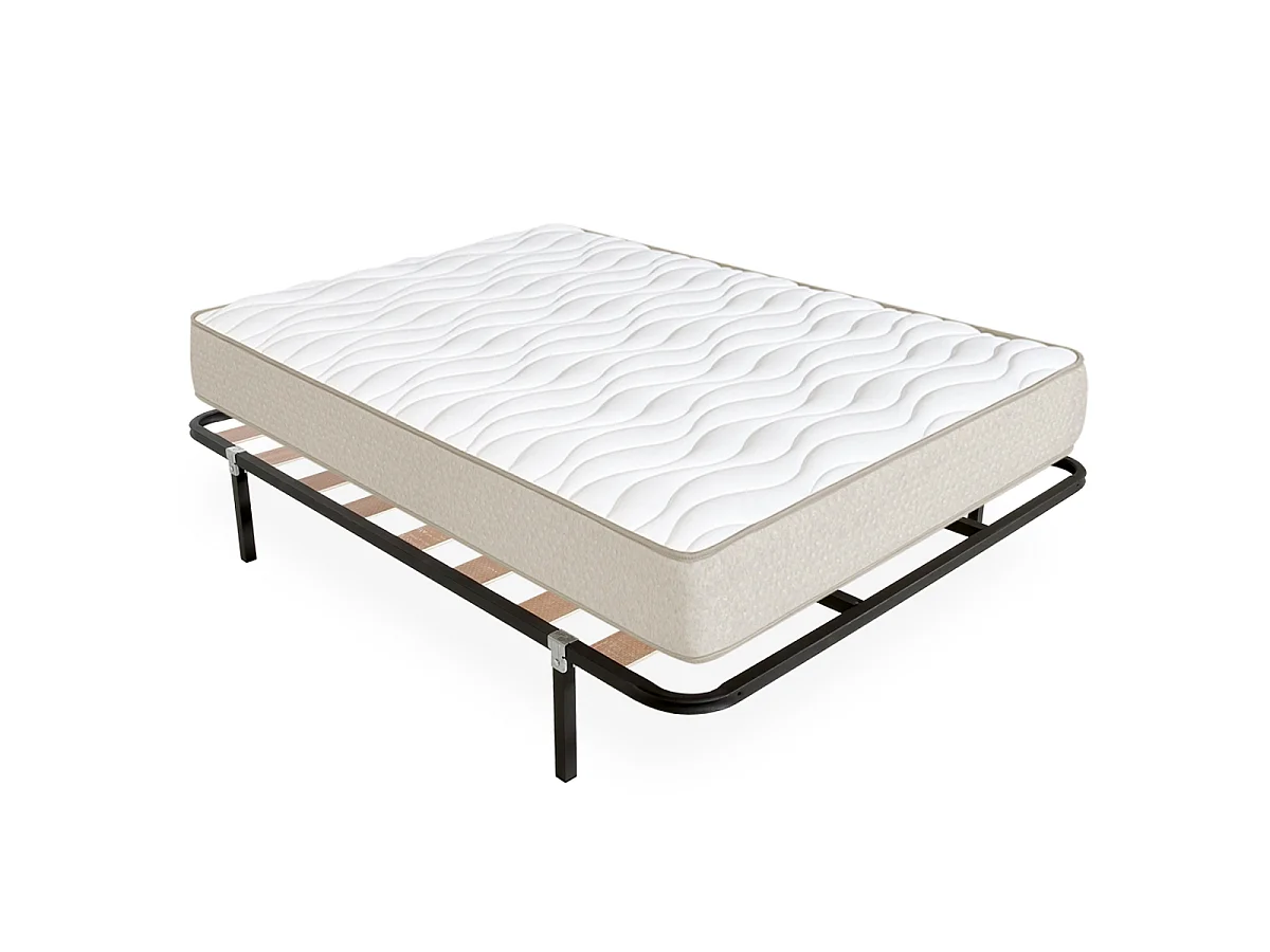 Pack somier lama ancha con Colchón viscoelástico Nova Plus 150 x 190 cm | Altura 20cm | Firmeza media alta | Tejido Transpirable y Antiacaros