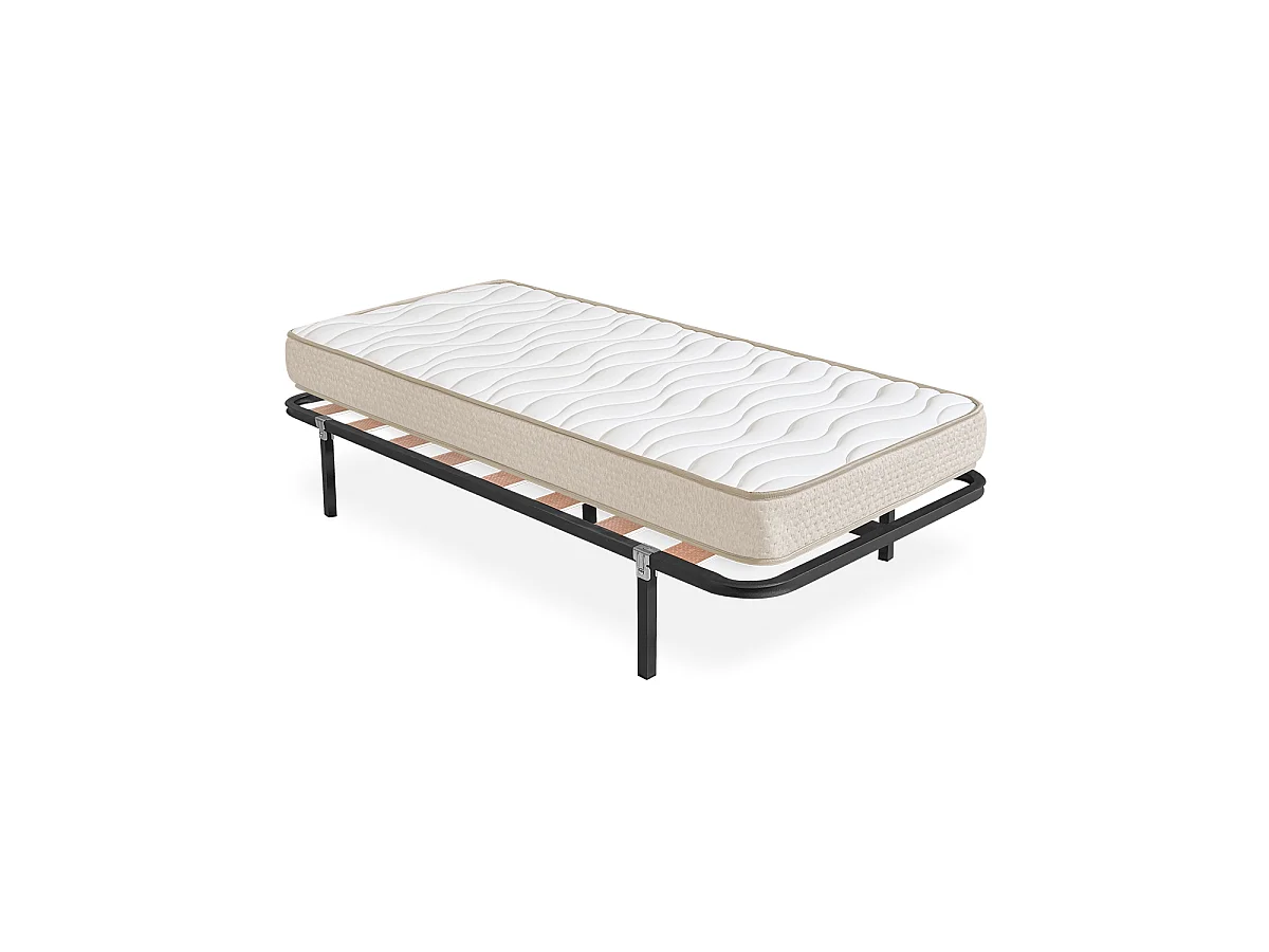 Pack somier lama ancha con Colchón viscoelástico Nova Plus 105 x 190 cm | Altura 20cm | Firmeza media alta | Tejido Transpirable y Antiacaros